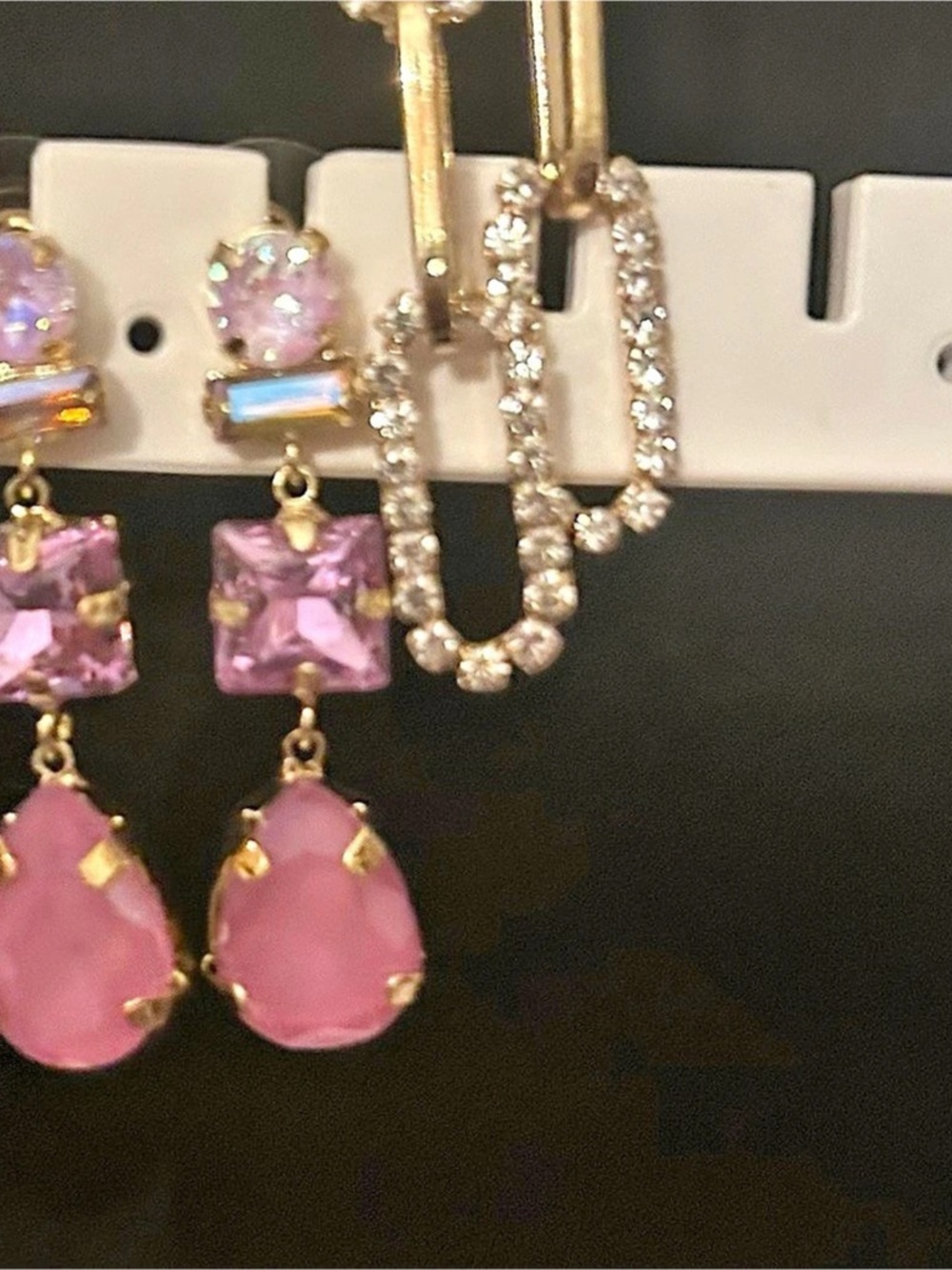 Pink & Silver Rhinestone Earrings